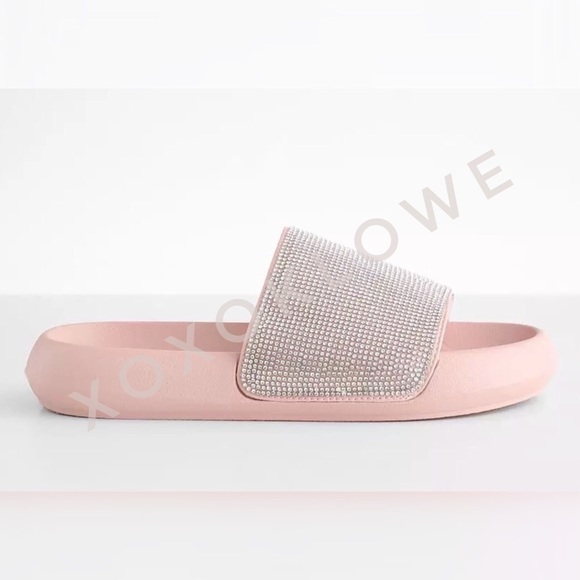 Sparkle Bling Rhinestone Embellished One Band Footbed Slide Sandal - Picture 5 of 9